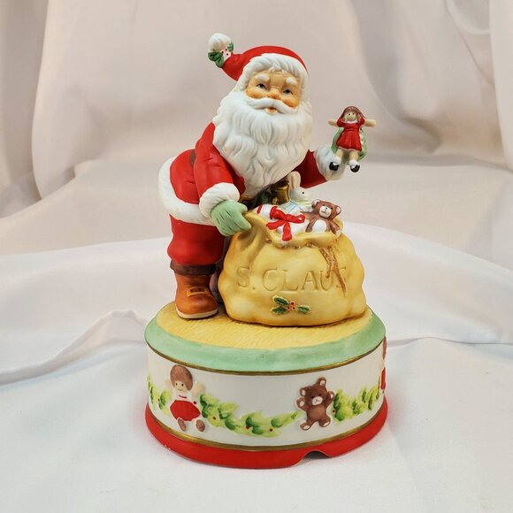 Vintage 1987 Enesco Santa Claus Music Box Figurine "I Believe In Santa" Works - Picture 1 of 12